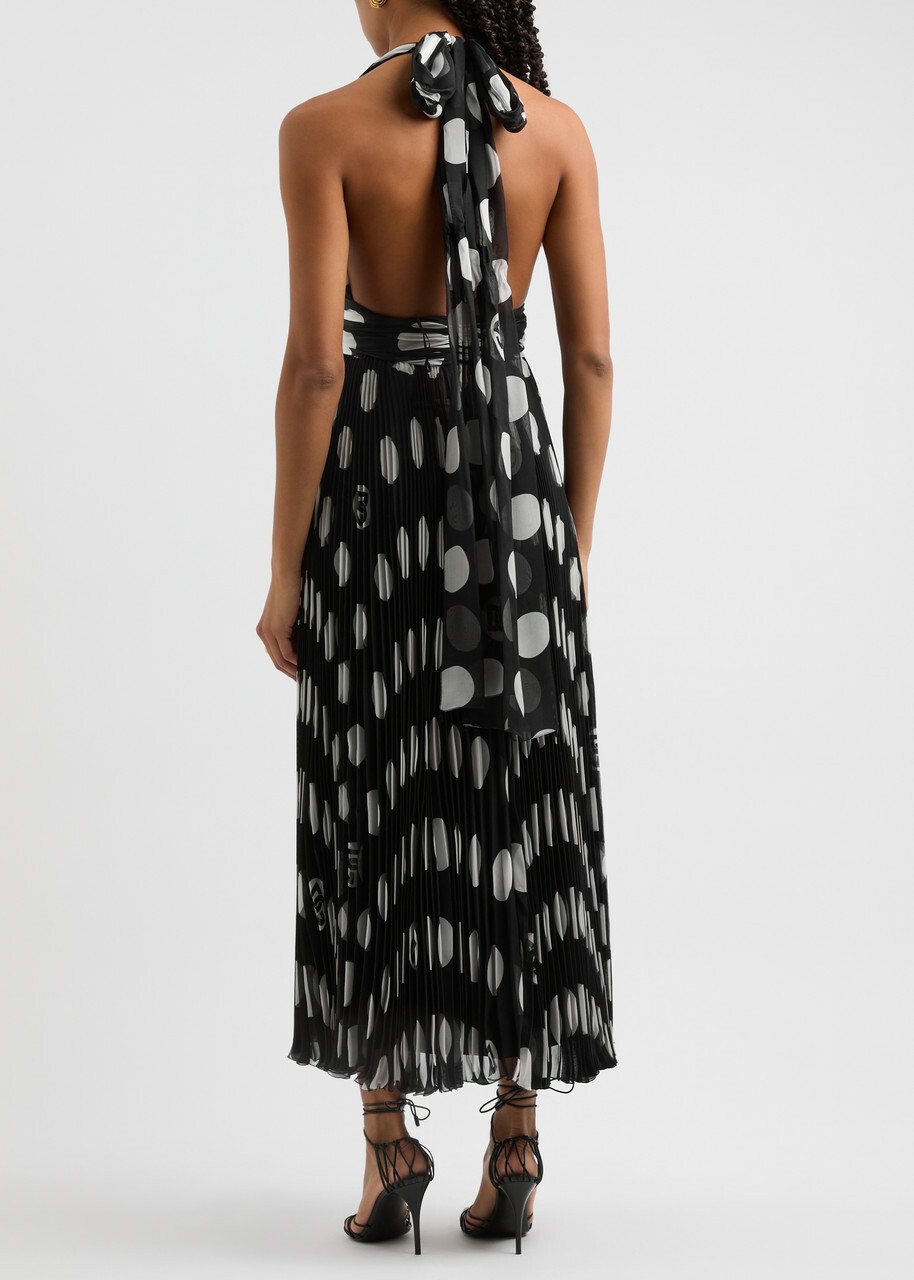 Dolce & Gabbana Polka-dot Plissé Silk-chiffon Midi Dress