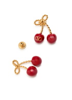 Valentino Chez Enamelled Drop Earrings - Gold - One Size