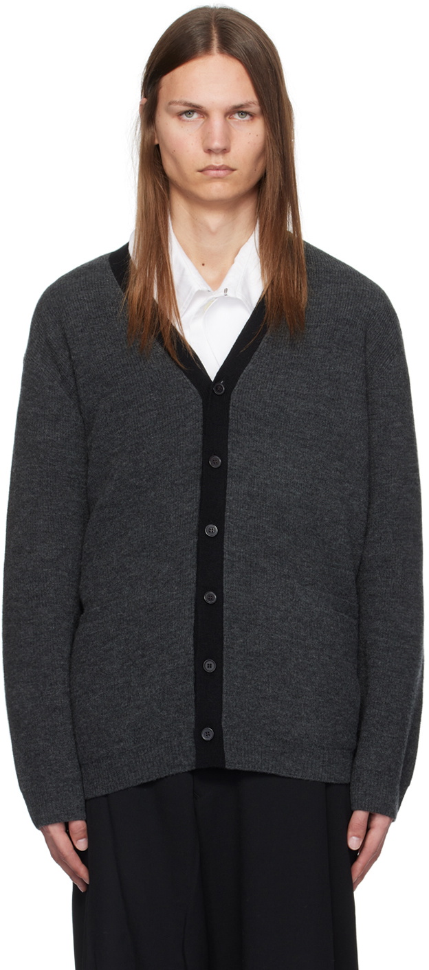 Y's For Men Gray Color Blocking Cardigan