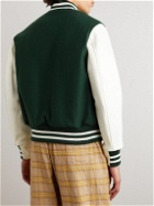 Golden Bear - The Portola Leather-Trimmed Wool-Blend Varsity Jacket - Green
