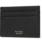 Paul Smith - Embroidered Striped Full-Grain Leather Cardholder - Men - Black