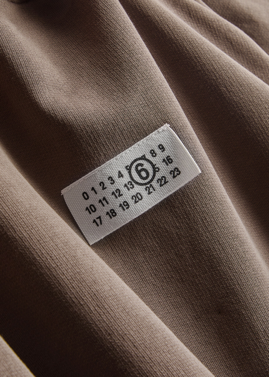 MM6 BY Maison Margiela Label Logo Cotton Hooded Sweatshirt Brown