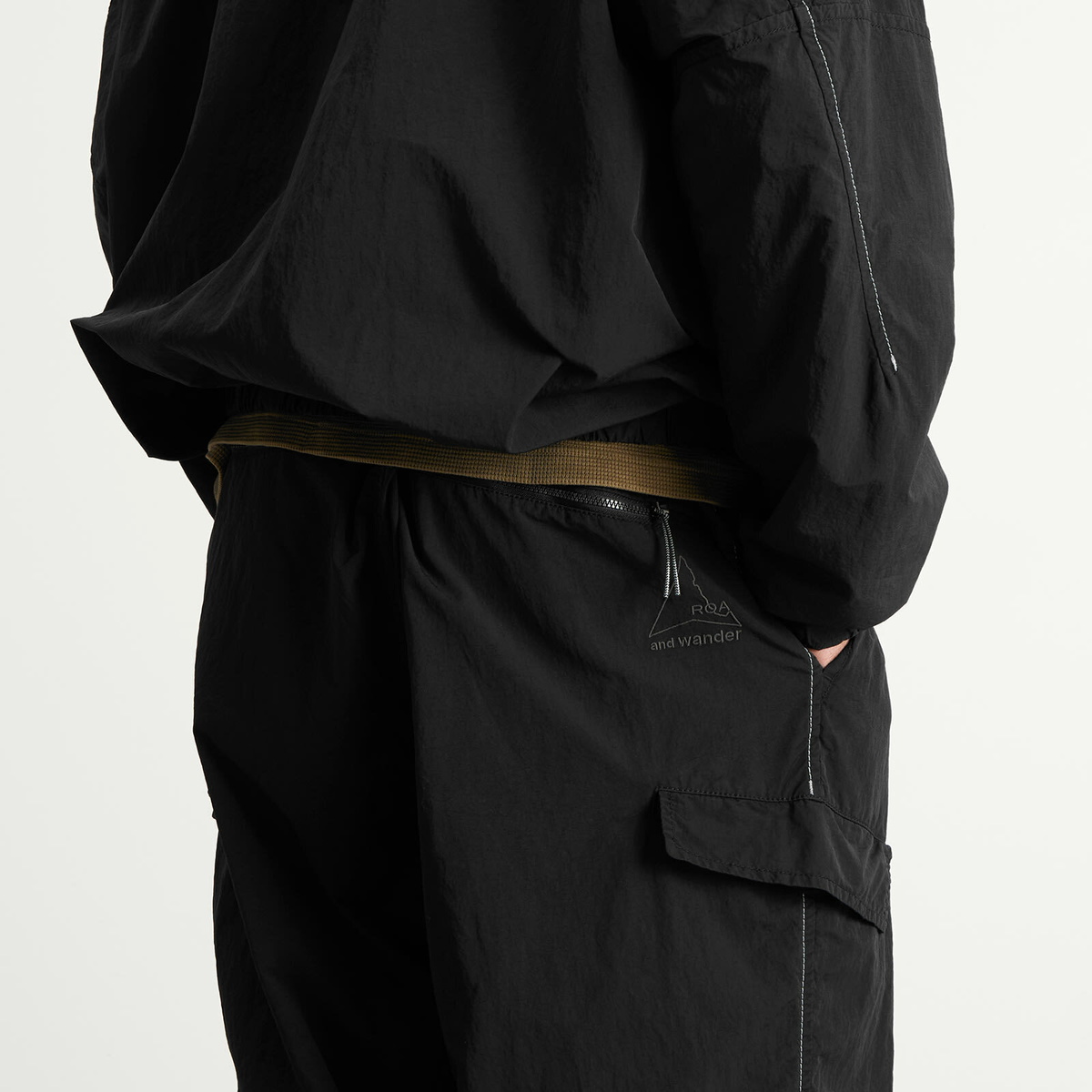 ROA Men's x And Wander Garment-dyed Pants in Black