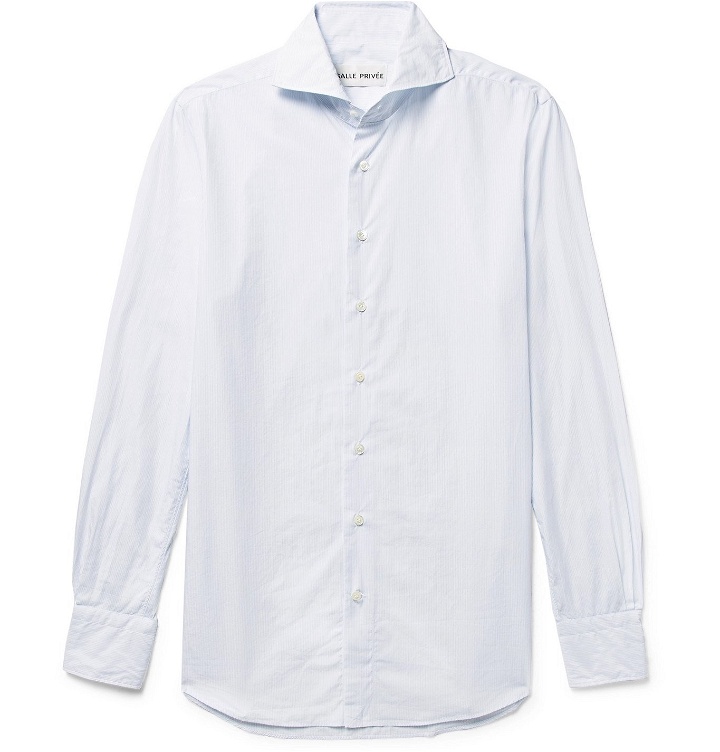 Photo: SALLE PRIVÉE - White Evron Slim-Fit Cutaway-Collar Pinstripe Cotton-Poplin Shirt - White