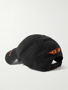 Balenciaga - Leather-Trimmed Logo-Embroidered Cotton-Drill Baseball Cap - Black