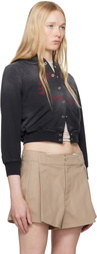 alexanderwang.t Black Shrunken Cotton Terry Cardigan