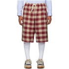 Gucci Red and Off-White Vintage Check Shorts