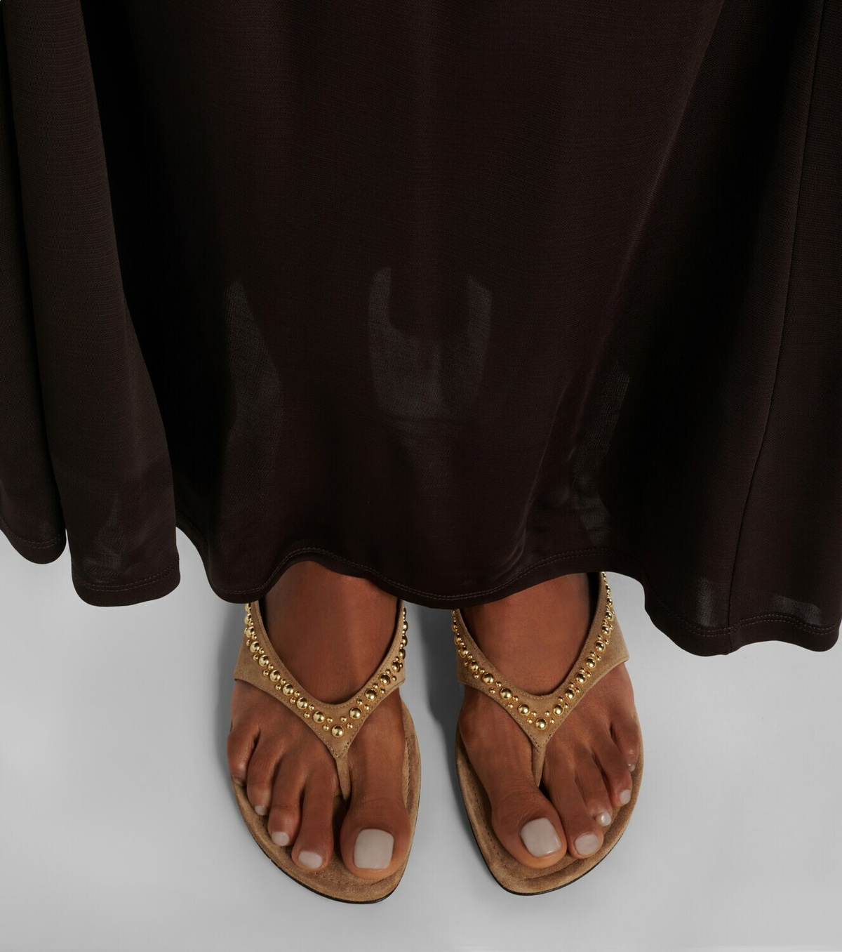 Herbert Levine Sun-kissed embellished suede thong sandals