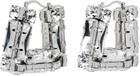 AREA Silver Crystal Baguette Square Hoop Earrings