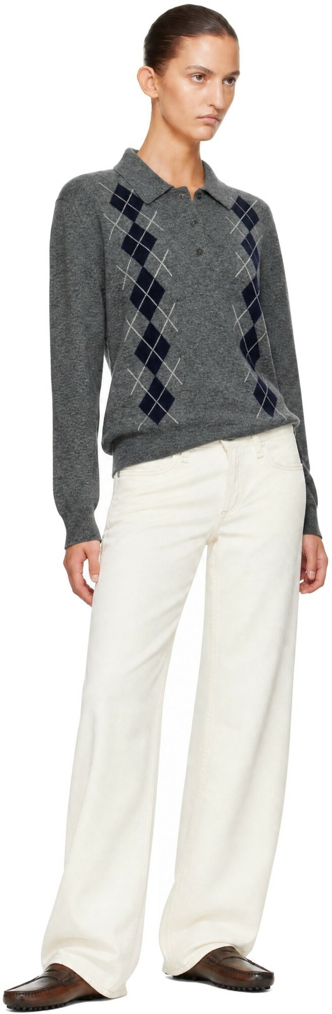&Daughter Gray Argyle Polo