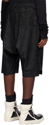 Rick Owens Black Basket Swinger Leather Shorts