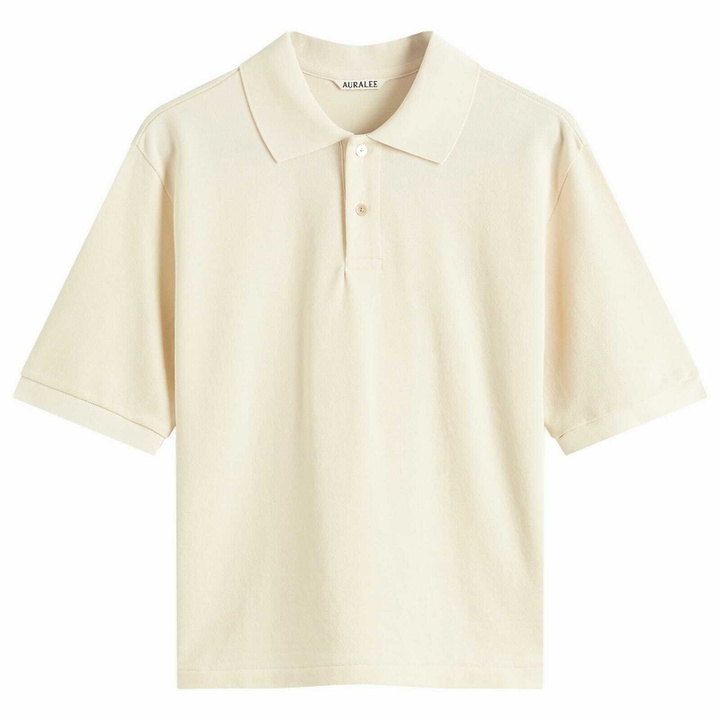 Photo: Auralee Women's High Gauge Pique Polo in Ivory