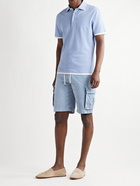 BRUNELLO CUCINELLI - Garment-Dyed Cotton-Twill Drawstring Cargo Shorts - Blue