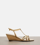 Prada Metallic leather wedge sandals