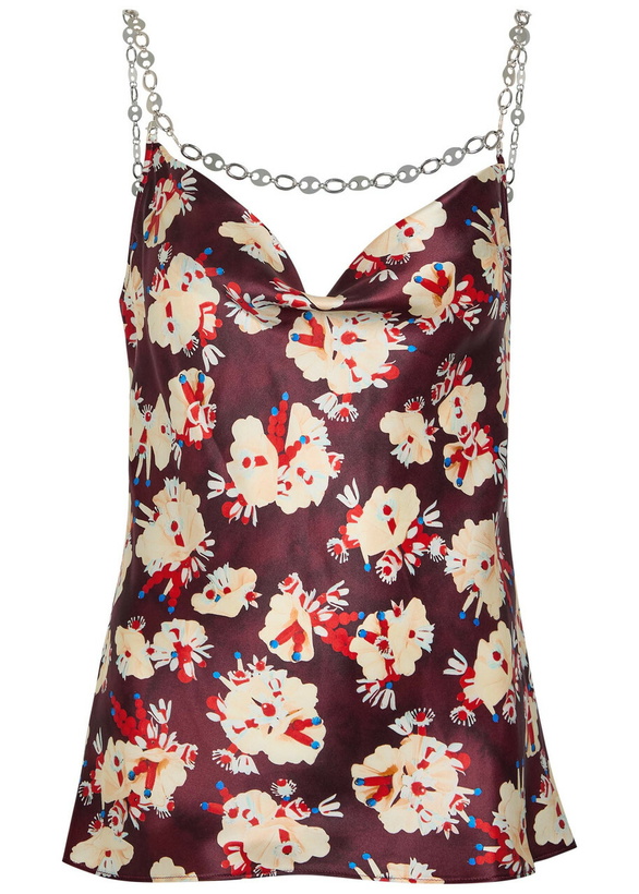 Photo: Rabanne Floral-print Metal Detail Silk Blouse Multicoloured