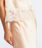Dôen Viviane lace-trimmed silk satin top
