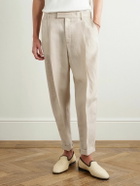 Dolce&Gabbana - Straight-Leg Pleated Linen Trousers - Neutrals