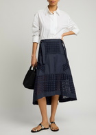 3.1 Phillip Lim Eyelet-embroidered Cotton-poplin Midi Skirt Navy