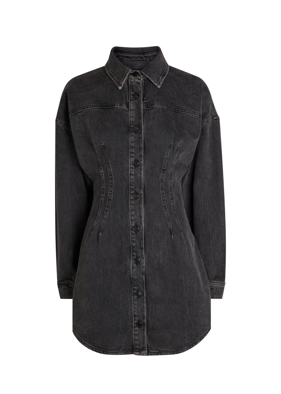 Good American Stretch-denim Mini Dress Black
