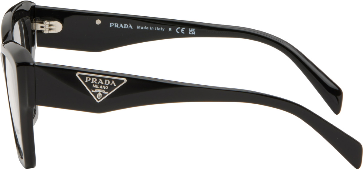 Prada Eyewear Black Symbole Rectangle Acetate Glasses