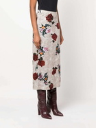 DRIES VAN NOTEN - Rose Print Velvet Long Skirt