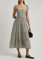 Paige Marchella Printed Cotton-blend Midi Dress Multicoloured