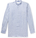 Richard James - Grandad-Collar Striped Linen Half-Placket Shirt - Blue