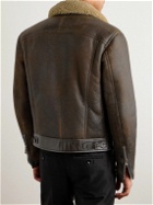 TOM FORD - Shearling-Trimmed Leather Jacket - Brown