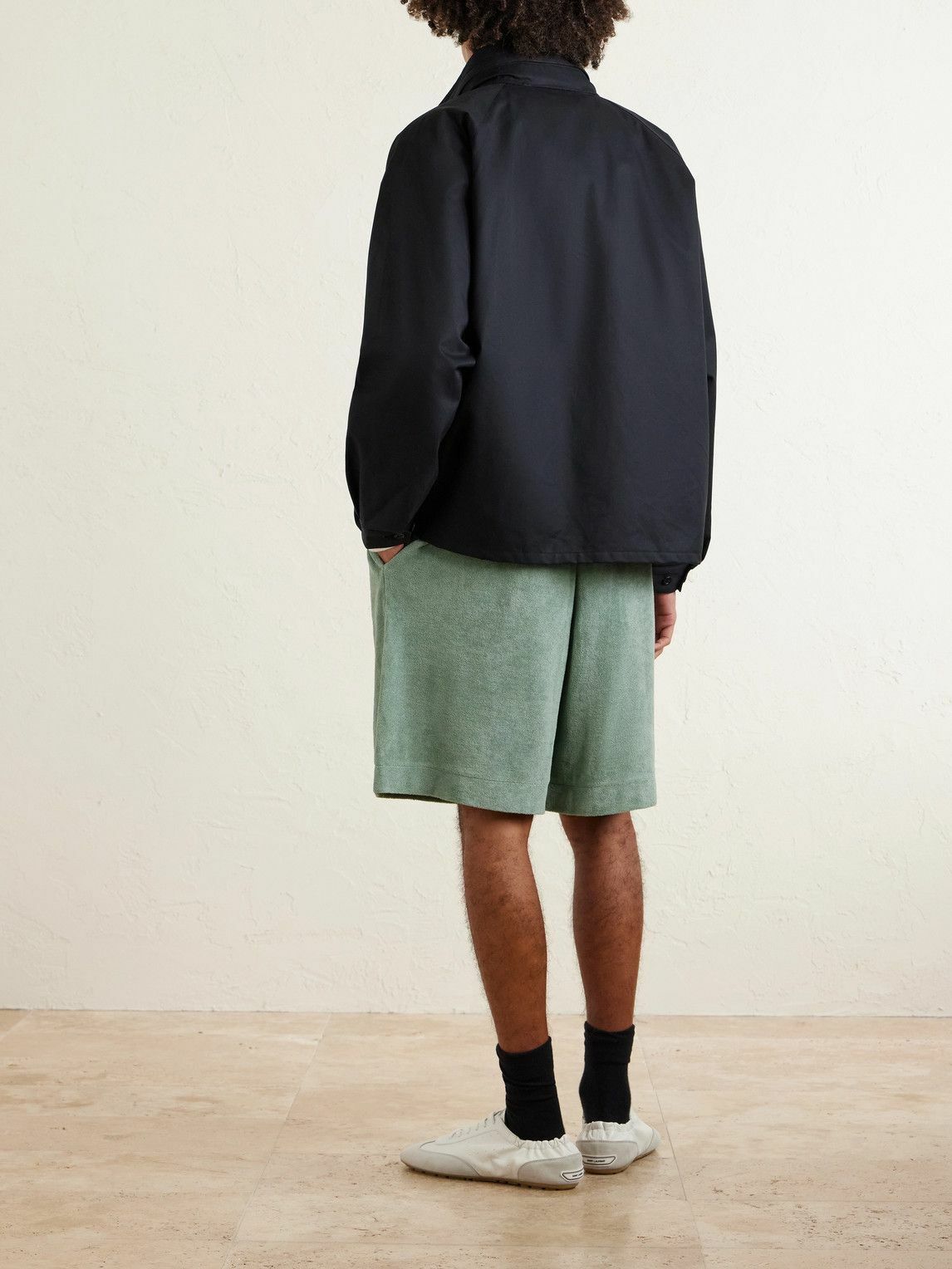 Jil Sander - Straight-Leg Cotton-Terry Drawstring Shorts - Green