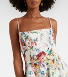 Camilla Embellished floral linen and silk minidress