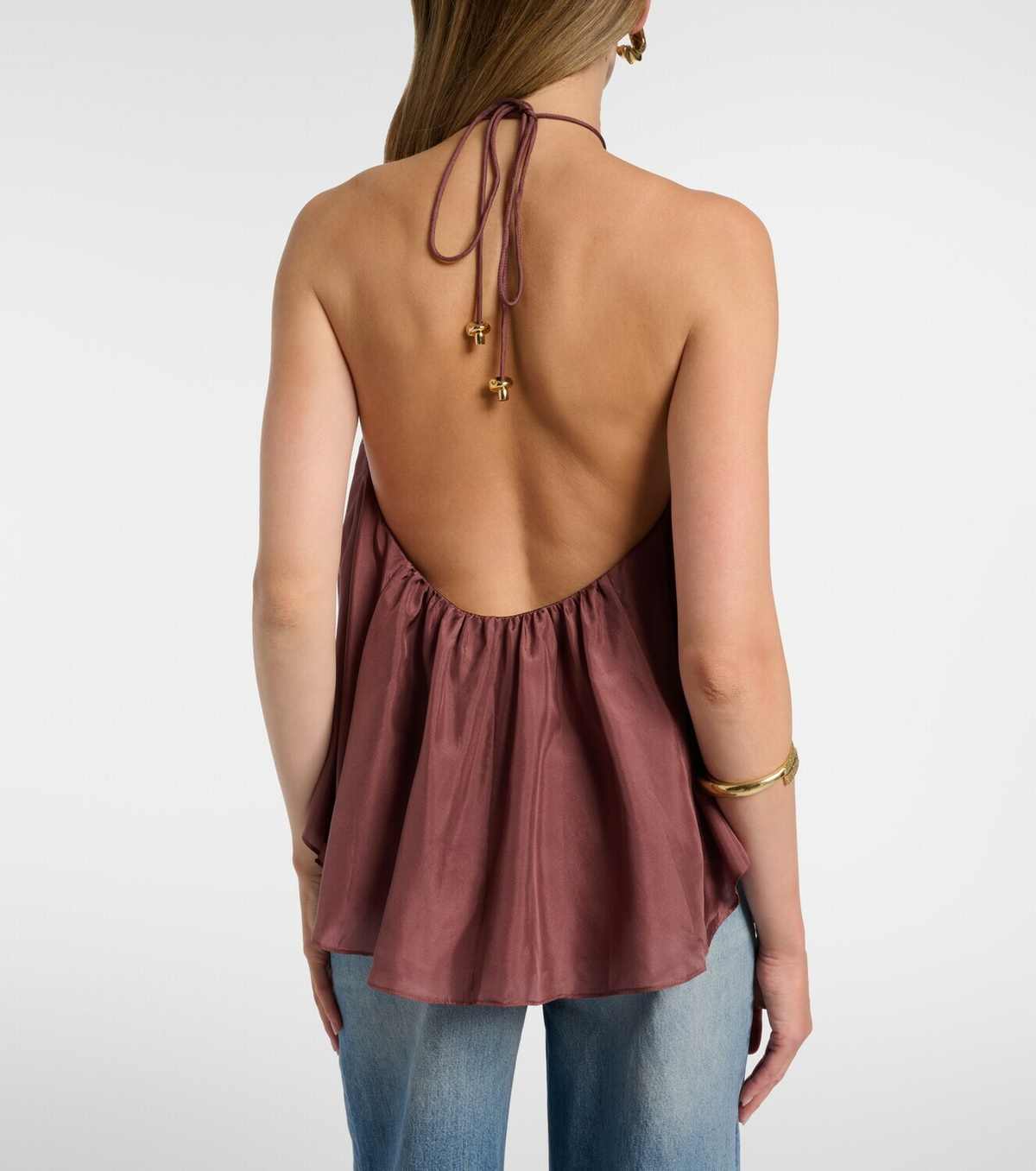 Zimmermann Aster beaded halterneck silk top
