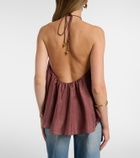 Zimmermann Aster beaded halterneck silk top