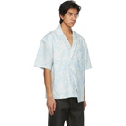 Jacquemus White and Blue Printed La Chemise Novi Short Sleeve Shirt