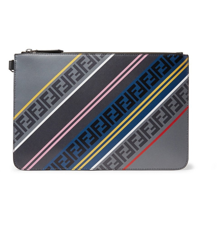 Photo: Fendi - Logo-Print Leather Pouch - Men - Gray