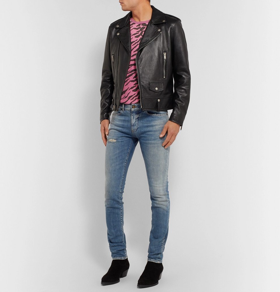 SAINT LAURENT - Zebra-Print Cotton-Jersey T-Shirt - Pink Saint Laurent