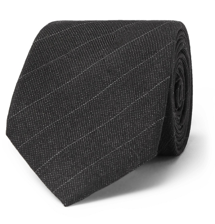Photo: Berluti - 6cm Pinstriped Wool and Mulberry Silk-Blend Tie - Gray