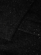 Massimo Alba - Double-Breasted Herringbone Bouclé Coat - Black