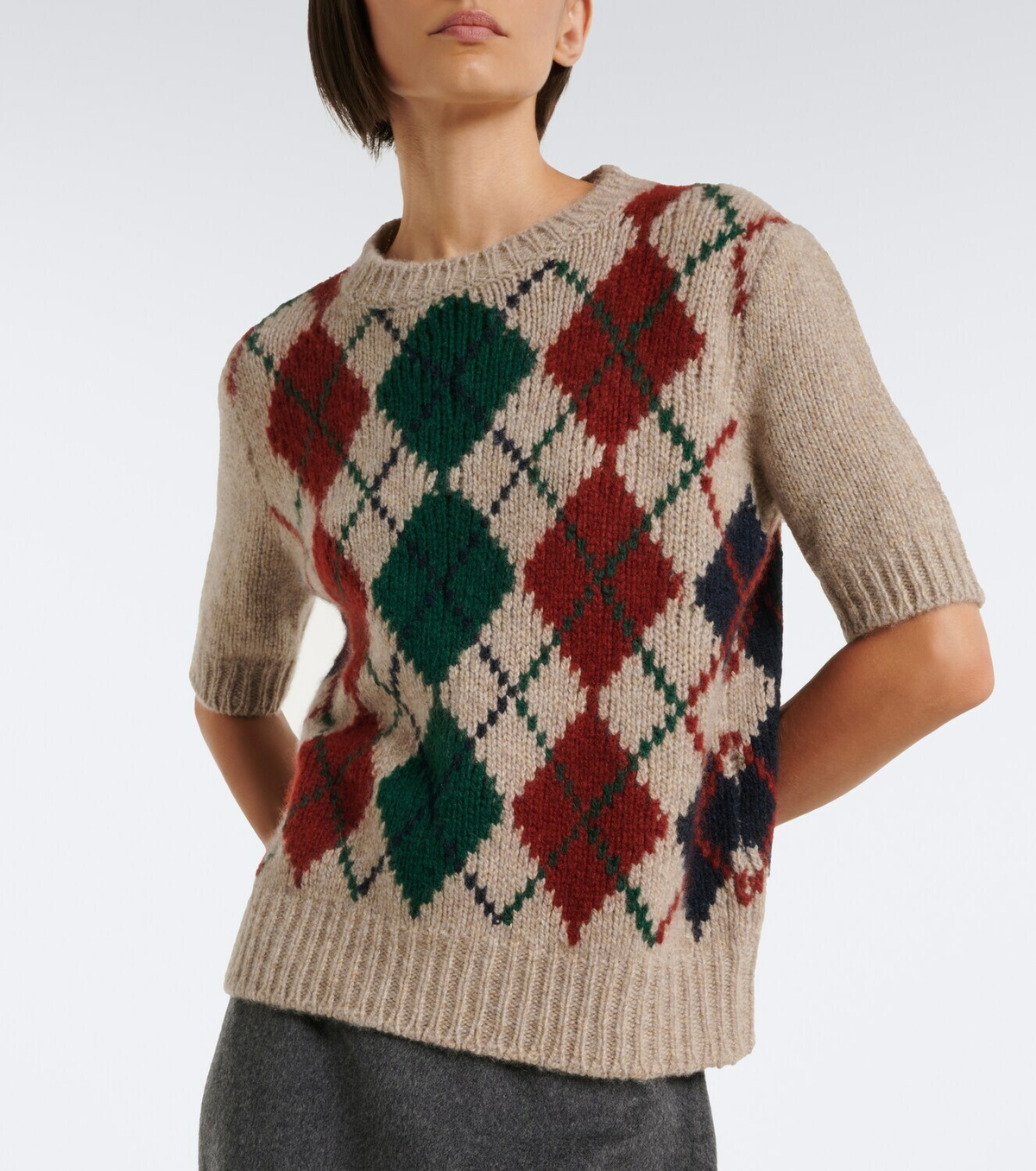 Khaite Lisa argyle cashmere and mohair sweater