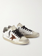 Golden Goose - Superstar Distressed Leather and Suede Sneakers - White