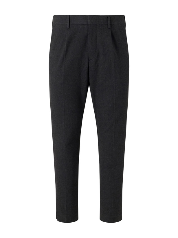 Photo: NN07 - Bill 1067 Tapered Pleated Brushed Twill Chinos - Black