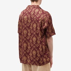 Drole de Monsieur Men's Drôle de Monsieur Damas Pattern Vacation Shirt in Wine