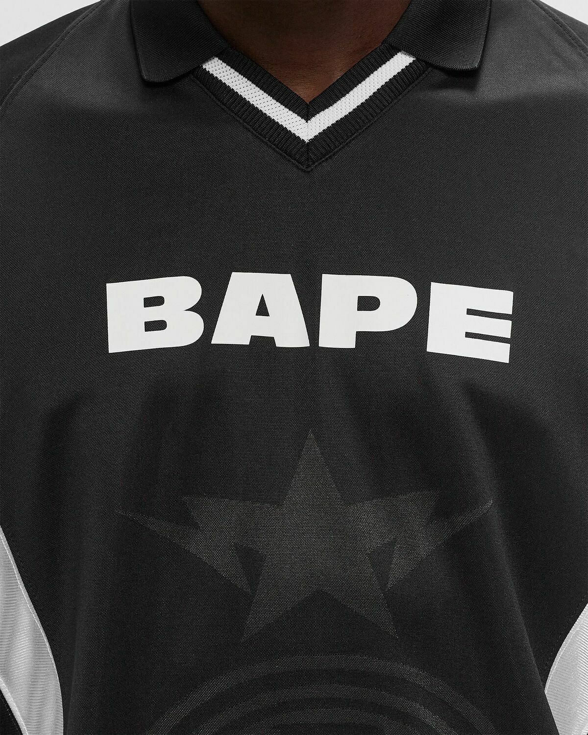 A Bathing Ape Multi Logo Relaxed Fit Soccer Jersey Black