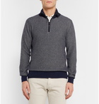 Berluti - Slim-Fit Leather-Trimmed Cashmere Half-Zip Sweater - Men - Navy