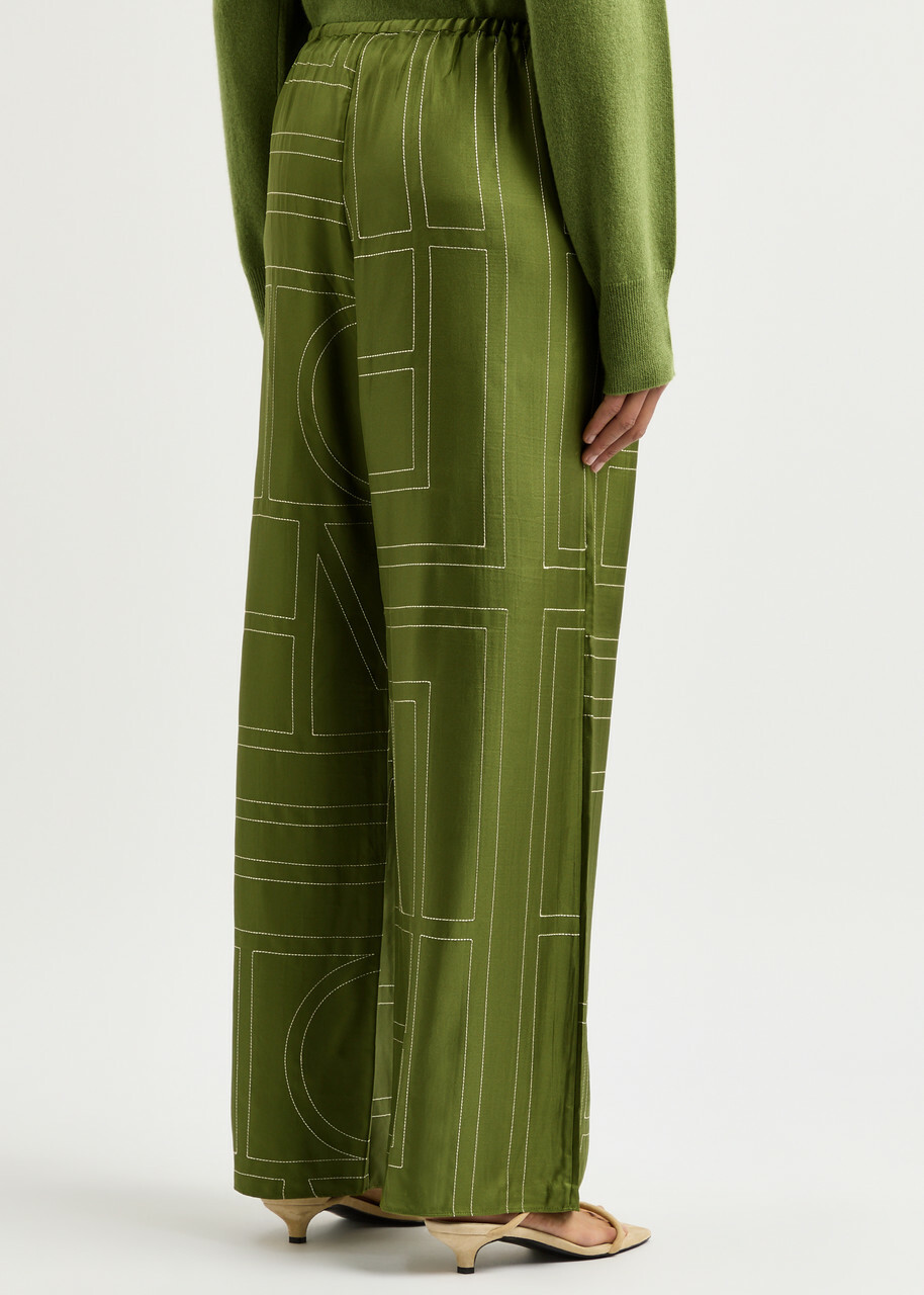 パンツ TOTEME Silk trousers with monogram logo embroidery TOTEME Monogram Embroidered Silk Pants | Nordstrom