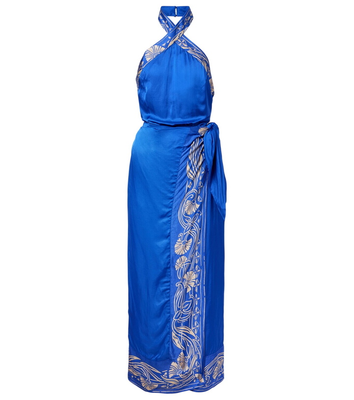 Photo: Poupette St Barth Hana floral halterneck satin midi dress