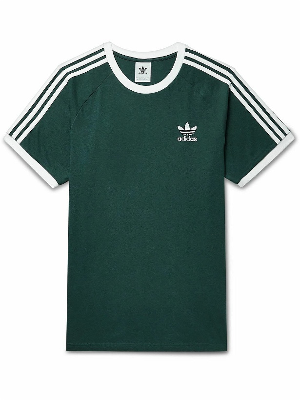 Photo: adidas Originals - Adicolor Trace Striped Logo-Embroidered Jersey T-Shirt - Green