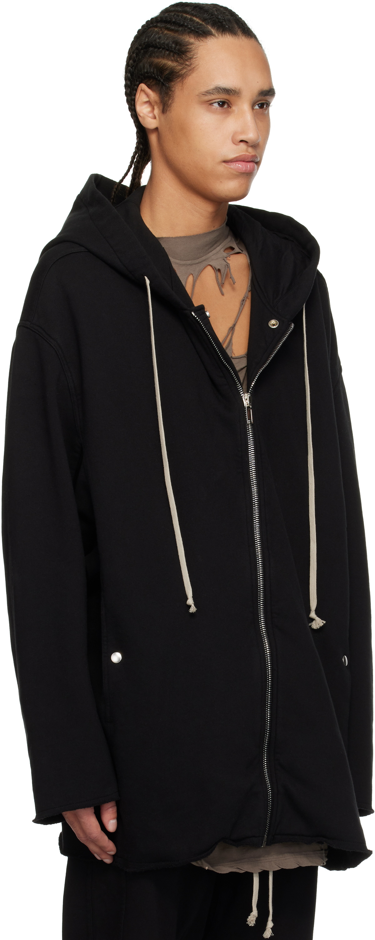 Rick Owens DRKSHDW Black Hollywood Peter Zipped Hoodie Rick Owens 