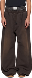 Acne Studios Brown Layered Logo Sweatpants