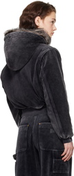 alexanderwang.t Black Velour Workwear Shearling Trim Jacket