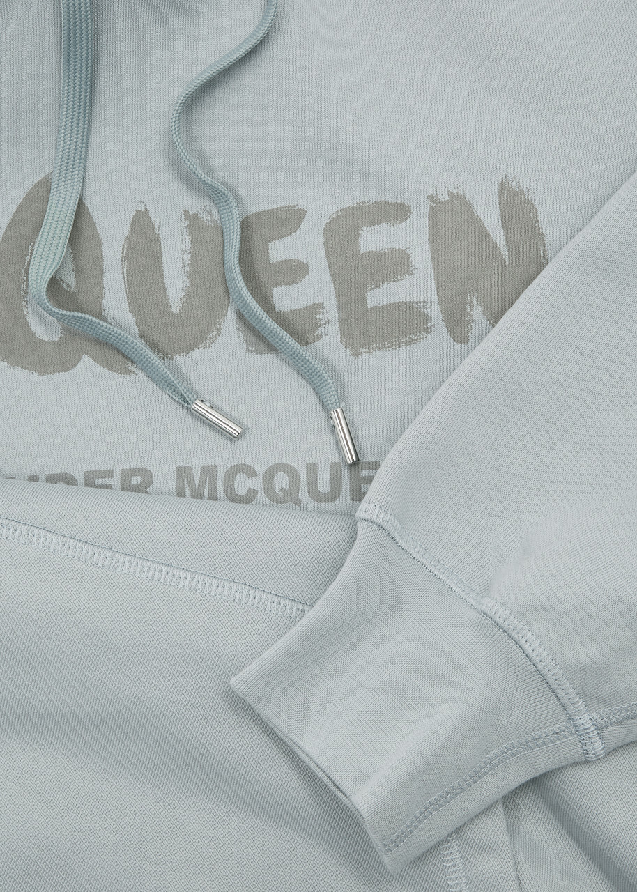 Alexander Mcqueen Logo Hooded Cotton Sweatshirt Grey